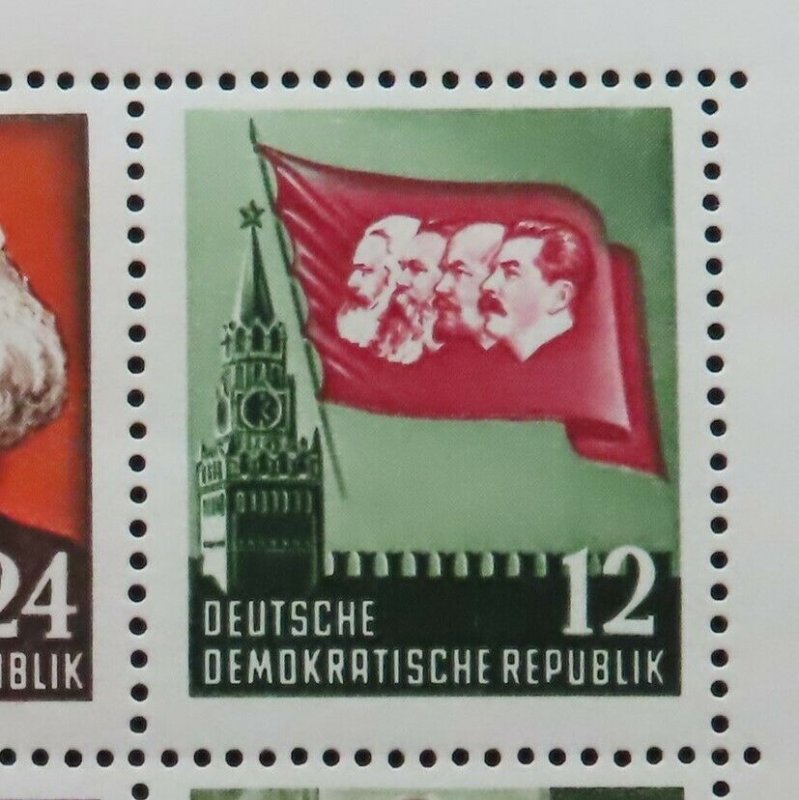 HuskyStamps ~ Germany DDR #144a, Perforated Souvenir Sheet, MNH, Marx, 11pics