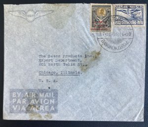 1936 Bangkok Thailand Airmail Cover To Chicago iL USA