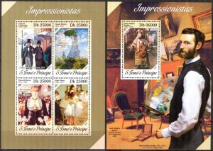 Sao Tome and Principe 2013 Art Paintings Impressionists sheet + S/S MNH