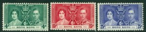 SG 137 - 139 Hong kong 1937 set lightly mounted mint CAT £20