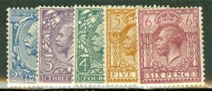 HB: Great Britain 191-4 MNH, 195 mint CV $98.50