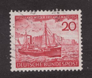 1952 Germany Sc #690 Freighter, Boat, Ship Helgoland  Used 20 postage stamp