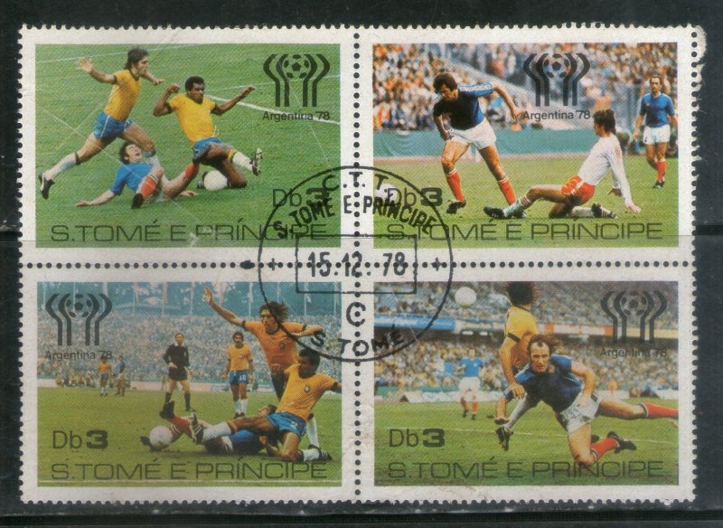 St. Thomas & Prince Is. 1978 World Cup Football Sports 4v Sc 497 Cancelled 3256