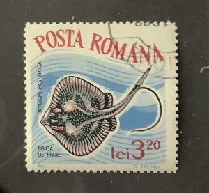 Romania 1964 Scott 1642 CTO - 3.20 l, Stingray,  Fish, Constanta Aquarium