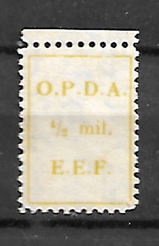 BRITISH PALESTINE ISRAEL.1924. O.P.D.A. REVENUE FISCAL TAX STAMP 1/2Mil,. MNH