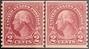 Scott #599 1923 2¢ Washington rotary perf. 10 vertically MNH OG line pair
