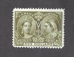 CANADA # 65 MINT UN $5 OLIVE-GREEN JUBILEE BS29426