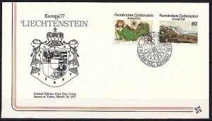 Liechtenstein, Scott cat. 615-616. Europa-Views issue. First day cover. ^