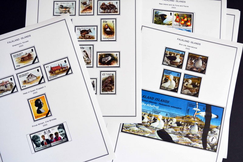 COLOR PRINTED FALKLAND ISLANDS 1878-2020 STAMP ALBUM PAGES (190 illustr. pages)