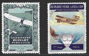 France, 1910, Ruinart Pere, Double Channel Crossing, 2 Diff. Poster Stamps