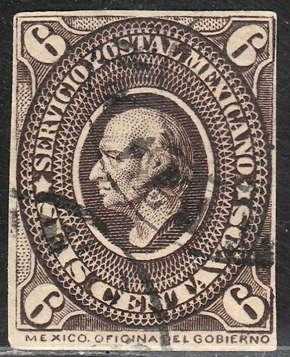 MEXICO 170, 6cents USED, CLIPPED PERFORATIONS. F (64)