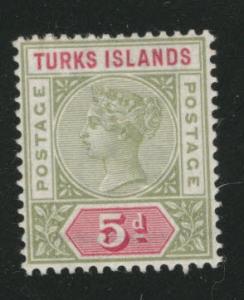 Turks Island  Scott 57 MH* 1894 Queen Victoria stamp CV$9