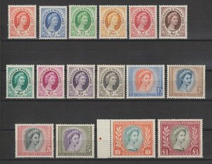 RHODESIA & NYASALAND 1954/6 SG 1/15 MNH Cat £120