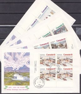 Canada, Scott cat. 650-653. Blocks of 4. Christmas issue. 4 First day covers.