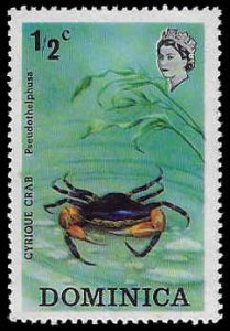 Dominica #368 Unused LH; 1/2c Cyrique Crab (1973)