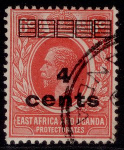 EAST AFRICA and UGANDA GV SG64, 4c on 6c scarlet, FINE USED.