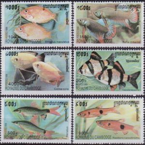 CAMBODIA 1999 - Scott# 1903-8 Fish Set of 6 NH