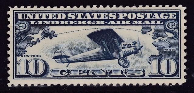 United States Airmail C10 1927 10c blue Lindbergh's Spirit of St. Louis VF/NH
