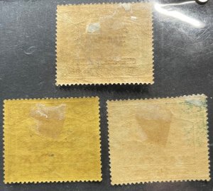 Dominica, Scott MR1, MR4, MR5, Unused HR, War Tax Stamps, some thins (pic)