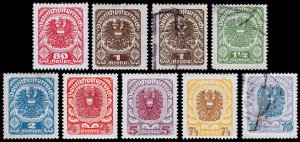 Austria Scott 238-247 White Paper (1920-21) Mint/Used H VF Complete Set J