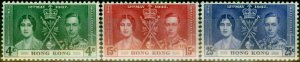 Hong Kong 1937 Coronation Set of 3 SG137-139 Fine LMM