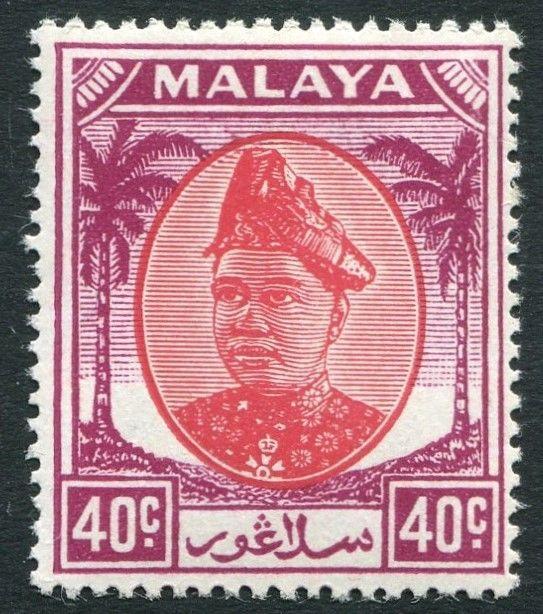 MALAYA SELANGOR-1949 40c Scarlet & Purple Sg 106 UNMOUNTED MINT V21444