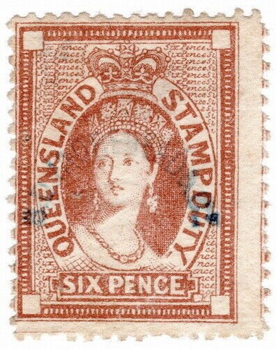 (I.B) Australia - Queensland Revenue : Stamp Duty 6d (1873)