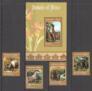 A1075 2013 Tanzania Fauna Wild Animals Of Africa Bl+Set Mnh