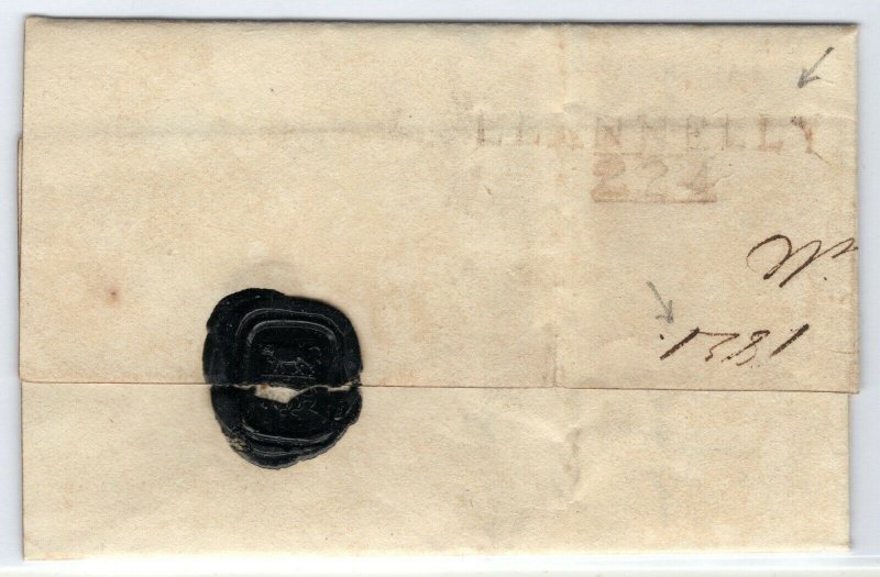 GB WALES Cover *LLANNELLY/ 224* Mileage Swansea 1821{samwells-covers} PE261 