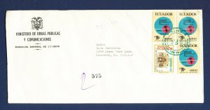 ECUADOR - # 1057A Two Olympics S/S on cover mailed to USA - 1984 - TWO SCANS