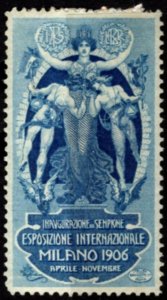 1906 Italy Poster Stamp Milan Int'l. Exposition Inauguration Simplon Tunnel