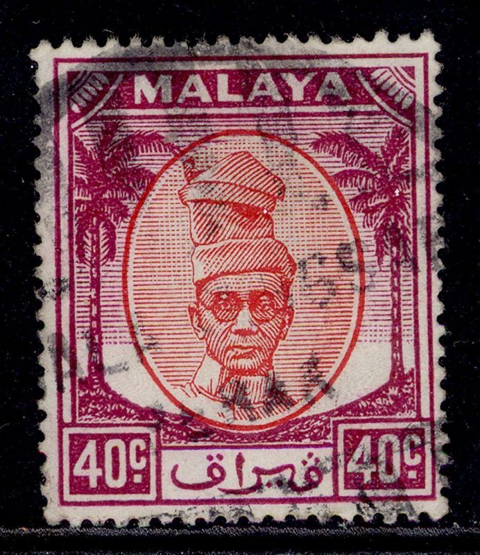 MALAYSIA - Perak GVI SG144, 40c red & purple, FINE USED. Cat £10.