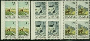 Liechtenstein Scott #849 - #851 Margin Block of 4 Complete Set Mint Never Hinged