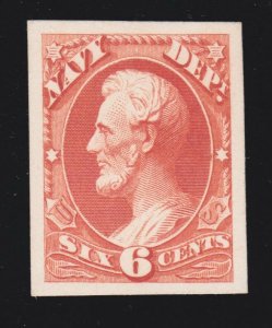 US O38TC4B 6c Navy Atlanta Trial Color Proof in Scarlet XF GEM! SCV $50