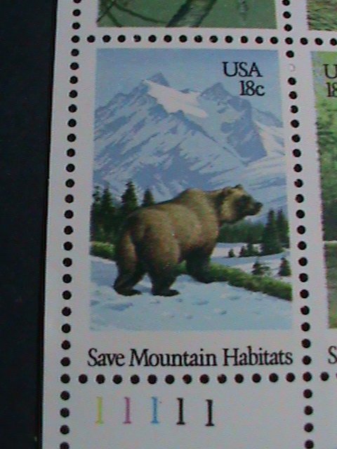 ​UNITED STATES -1981 SC#1924a PRESERVATION OF WILDLIFE HIBITATS -MNH BLOCK-VF