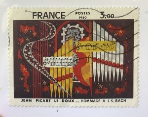 France 1980 Scott 1691 used- 3fr, Tapestry Jean Picart Le Doux Hommage to Bach