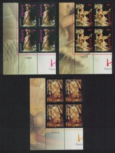 Fr. Polynesia Dancers Heiva 2007 3v Corner Blocks of 4 Number 2007 MNH