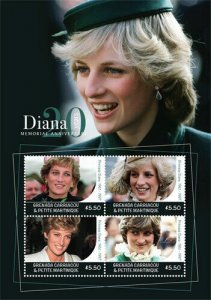 Grenadines 2017 - Princess Diana - 20th Memorial Anniversary - Sheet of 4 - MNH