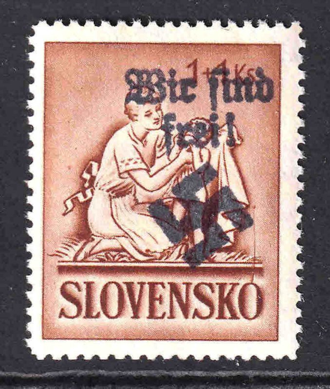 SLOVAKIA 42 WIR SIND FREI OVERPRINT OG NH U/M f/VF BEAUTIFUL GUM