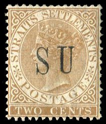 Malayan States - Sungei Ujong #11 Cat$325, 1882 2c brown, hinged, handstamp g...