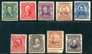 USAstamps Unused FVF US 1902 Issue Scott 300 - 308 OG MHR SCV $402