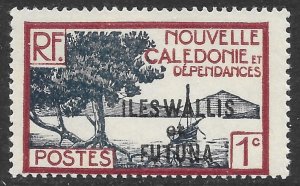 Wallis and Futuna Islands Scott 43 MNH, 1c brown violet and indigo issue of 1930