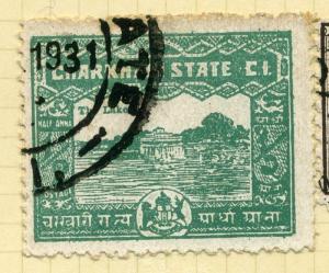 INDIA  CHARKARI  1931 early issue fine used 1/2a. value