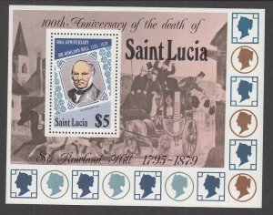 St Lucia 482 Rowland Hill Souvenir Sheet MNH VF