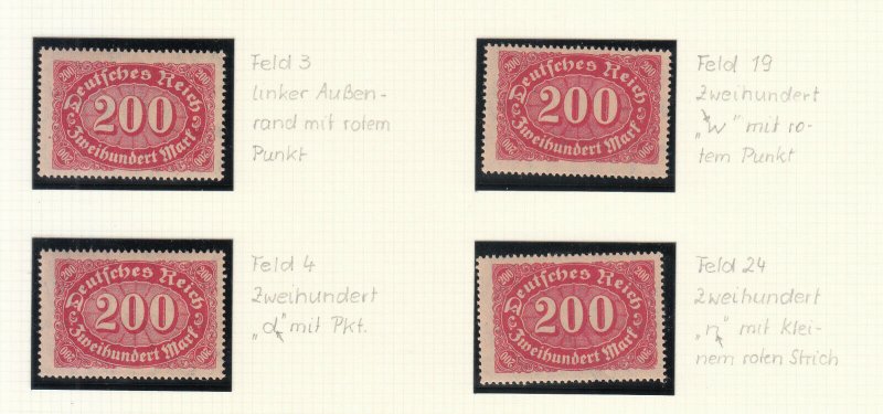 Germany - 1922 Oval 200M (Wmk.1) specialized collection of varieties Mi# 220 