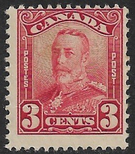 CANADA 1928-29 3c Dark Carmine KGV Portrait Issue Sc 151 MH