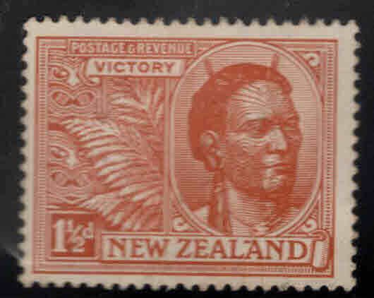 New Zealand Scott 167 MH* Maori Chief from 1920 Victory Issue,