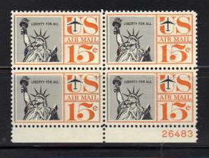 #C58 MNH pb/4 15c Statue Liberty 1959 Issue