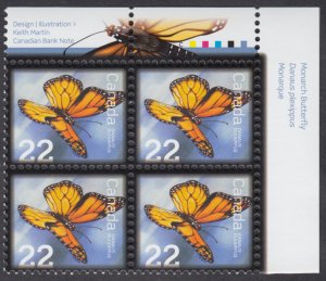 Canada - #2708  Insects - Monarch Butterfly Plate Block - MNH