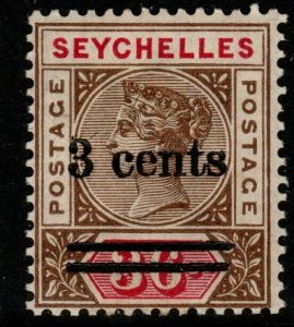 SEYCHELLES SG39 1901 3c on 36c BROWN & CARMINE MTD MINT